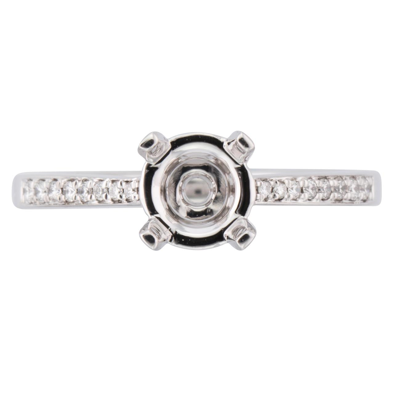 18 Karat White Gold Under Halo Diamond Semi-Mount Ring