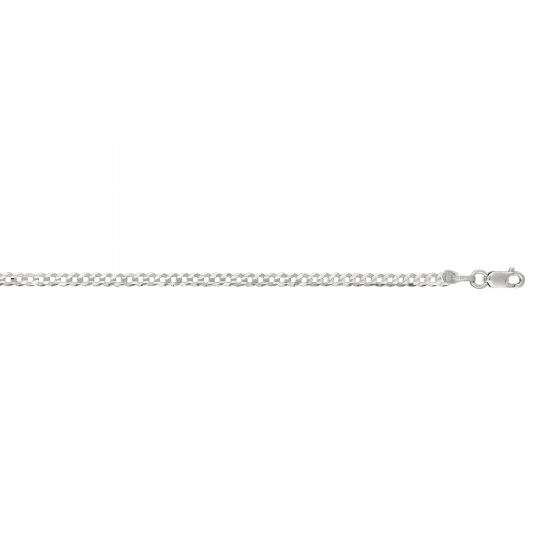 14 Karat White Gold Diamond Cut 2.6mm Cuban Link Chain - 16 inch