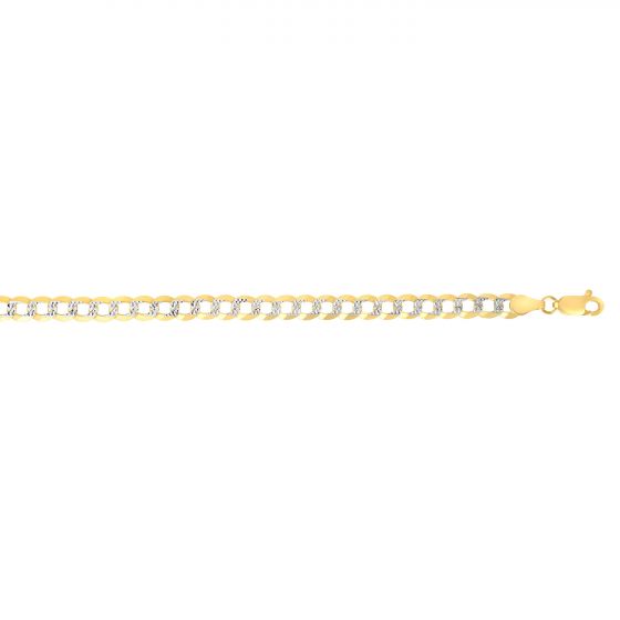 14 Karat Yellow Gold 3.2mm Pave Cuban Link 24 inch Chain