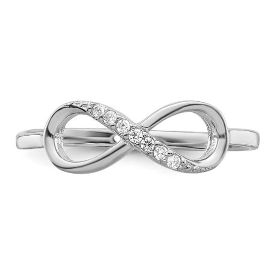 Sterling Silver Infinity Cubic Zirconia Polished Ring - Size 7