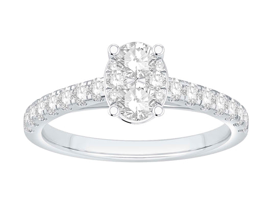 Lady's 14 Karat White Gold 1.00ct Diamond Cluster Engagement Ring - Size 7