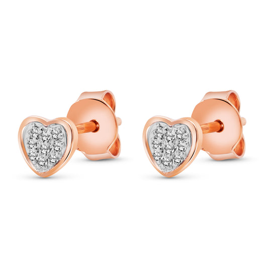 14 Karat Rosé Gold Diamond Heart Earrings