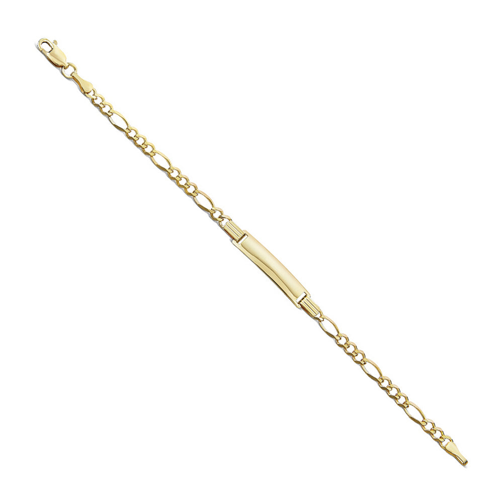 14 Karat Yellow Gold Baby Figaro ID Bracelet