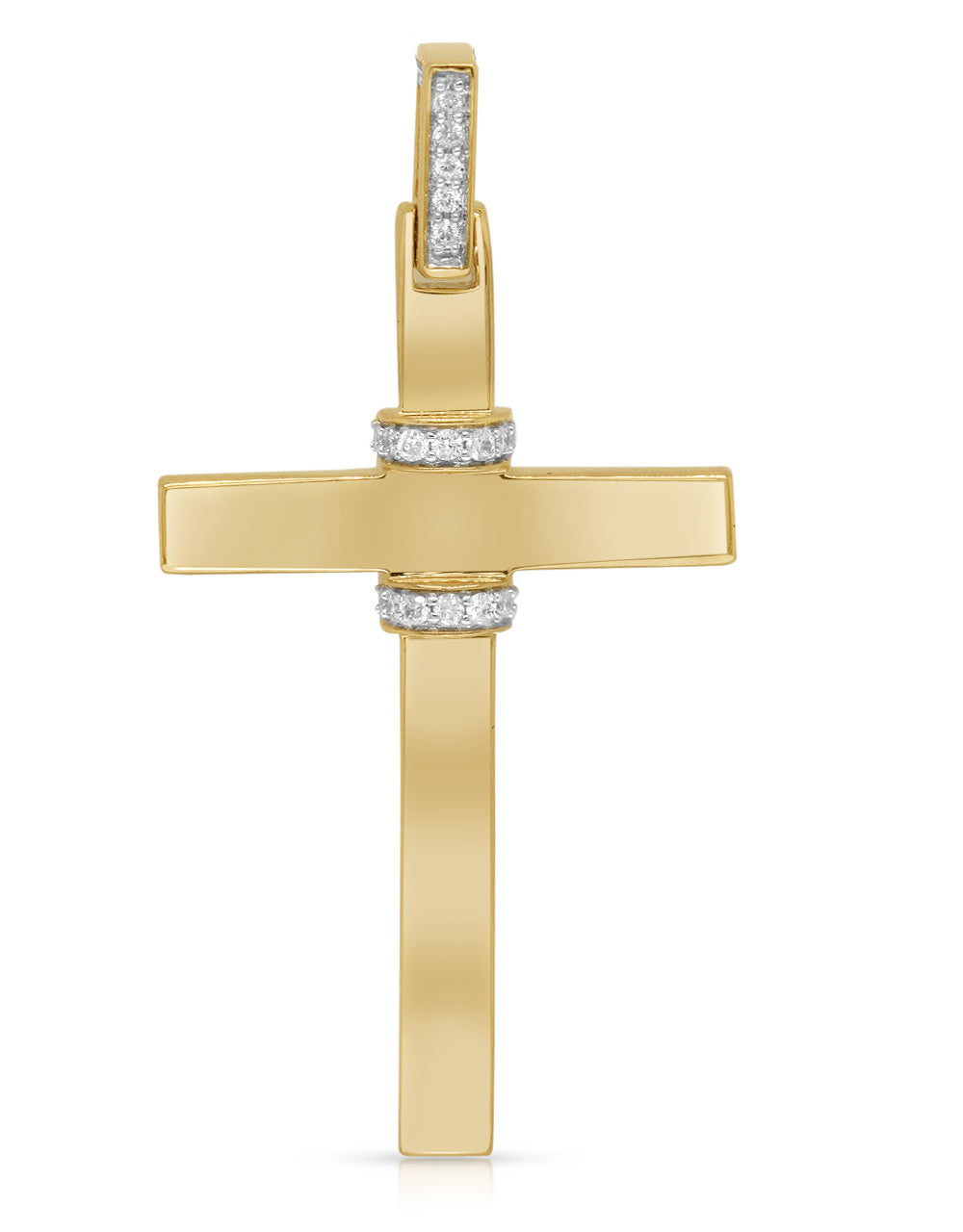 14 Karat Yellow Gold Diamond Cross Pendant