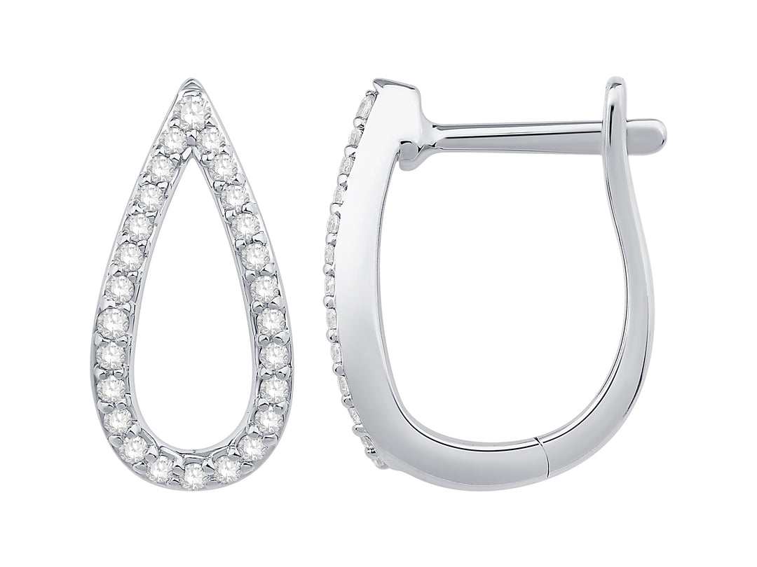 14 Karat White Gold 0.20ct Diamond Pear Shaped Huggie Earrings