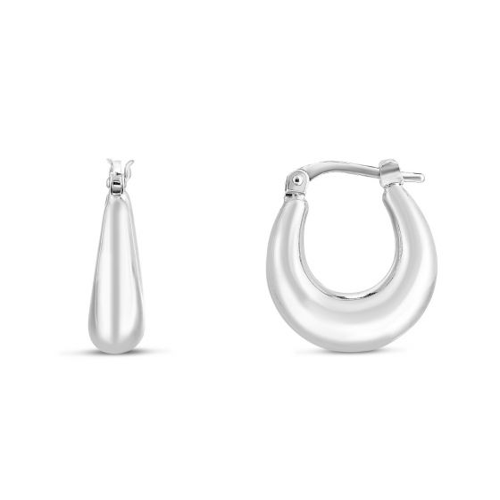Sterling Silver Small Graduated Puff Hoop Earrings
