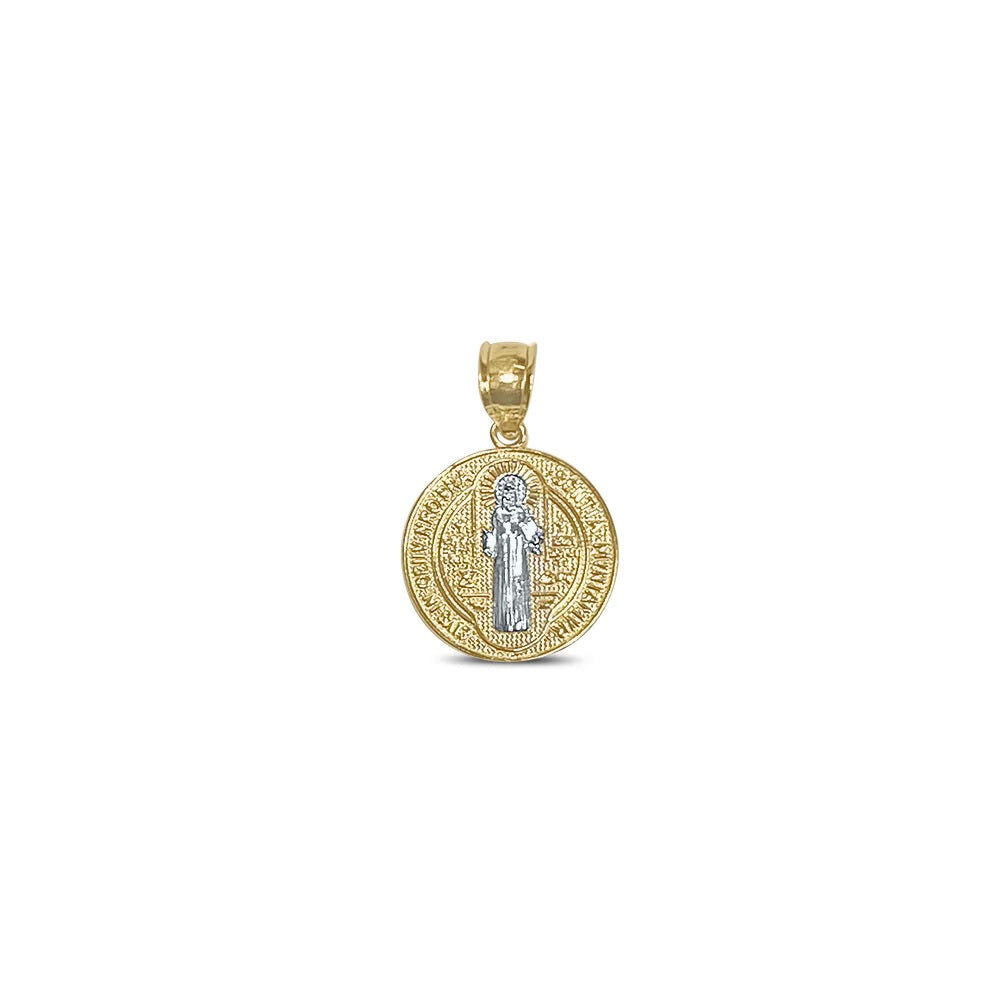 14 Karat 2 Tone Gold St. Benedict Charm Pendant