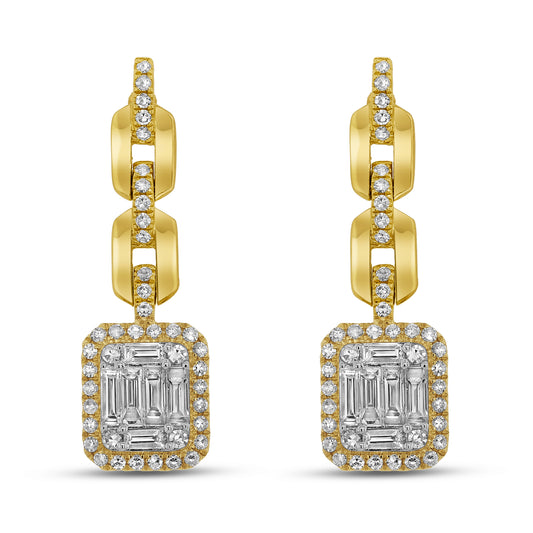 14 Karat Yellow Gold 0.70ct Diamond Drop Earrings