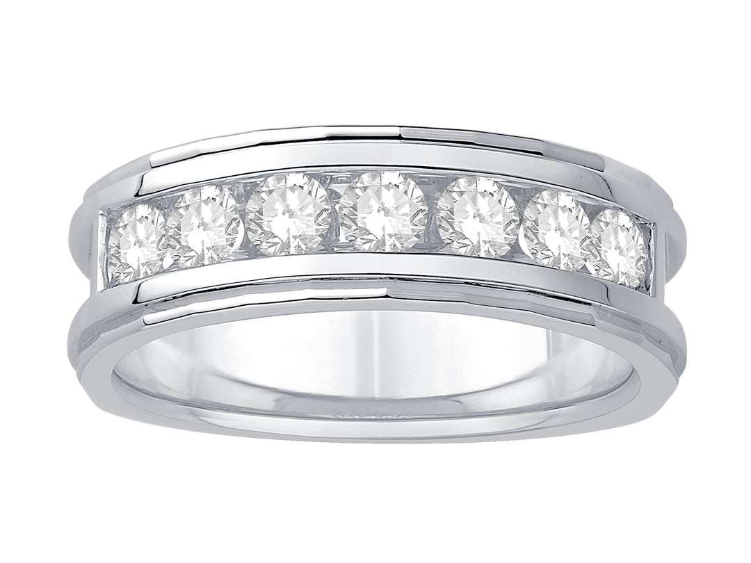 Lady's 14 Karat White Gold 1.00ct Diamond Channel Set Wedding Band - Size 7