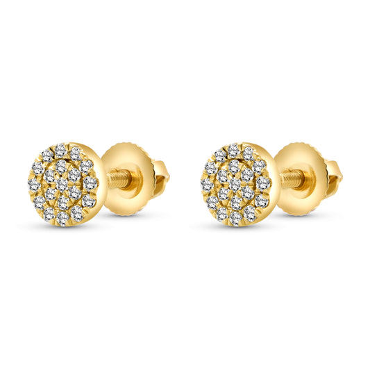 Yellow 14 Karat Diamond Stud Earrings