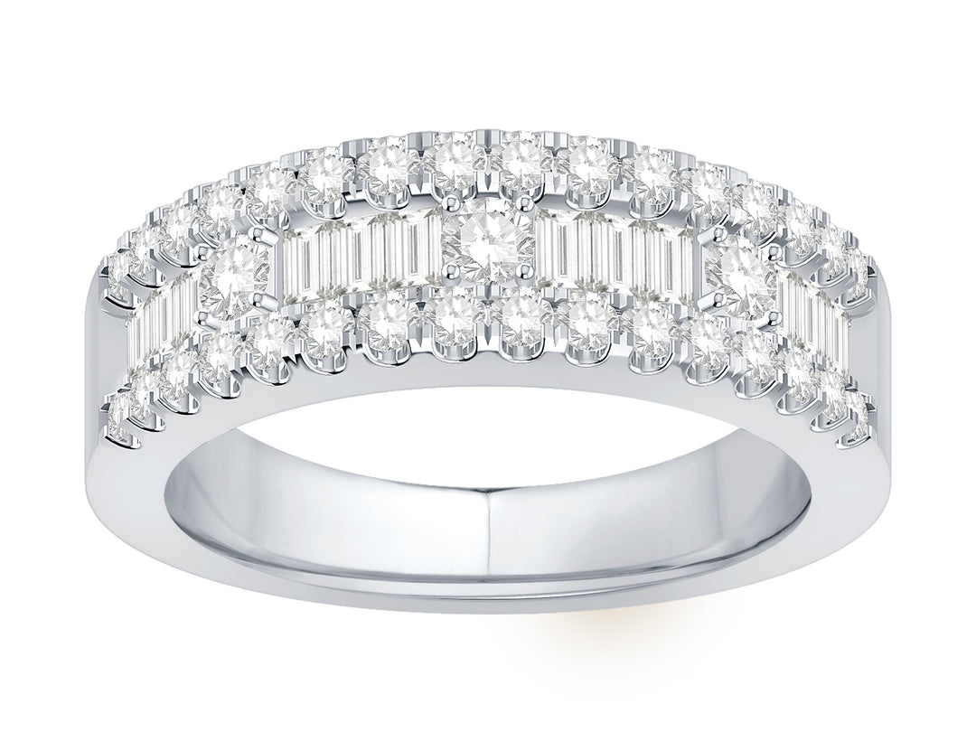 Lady's 14 Karat White Gold 1.00ct Diamond Half Anniversary Wedding Band - Size 7