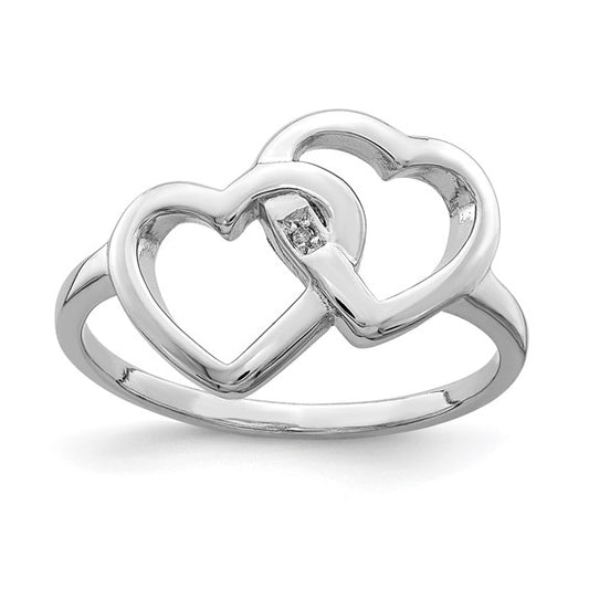 Sterling Silver Double Interlocking Heart Ring - Size 6