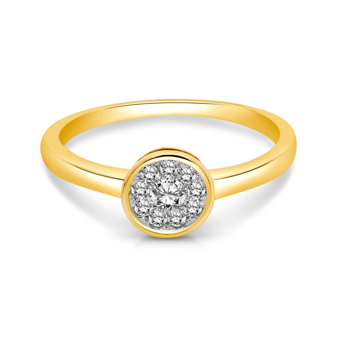 14 Karat Yellow Gold 0.15ct Diamond Cluster Engagement Ring - Size 7
