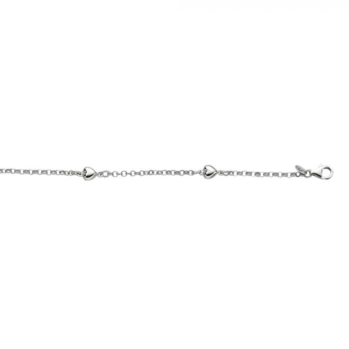 Sterling Silver Heart Bracelet - 6.5 inch