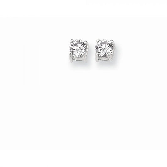 Sterling Silver 4mm Round Cubic Zirconia Studs