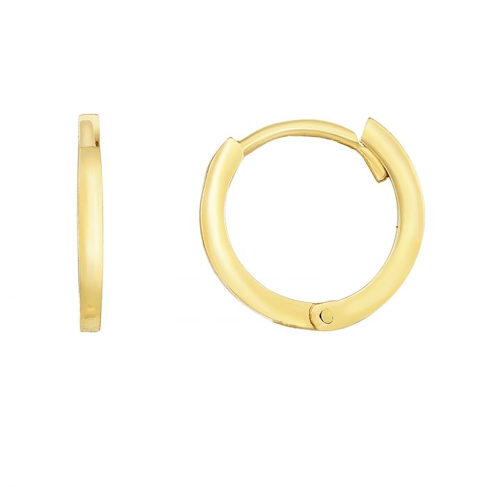 14 Karat Yellow Gold Thin Polished Huggie Earrings