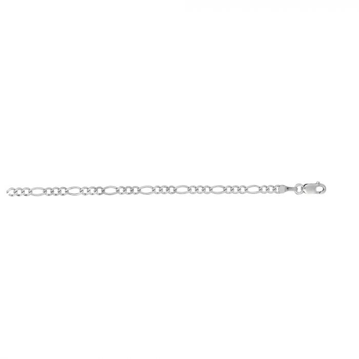 14 Karat White Gold 2.6mm Figaro Ankle Bracelet - 10 inch