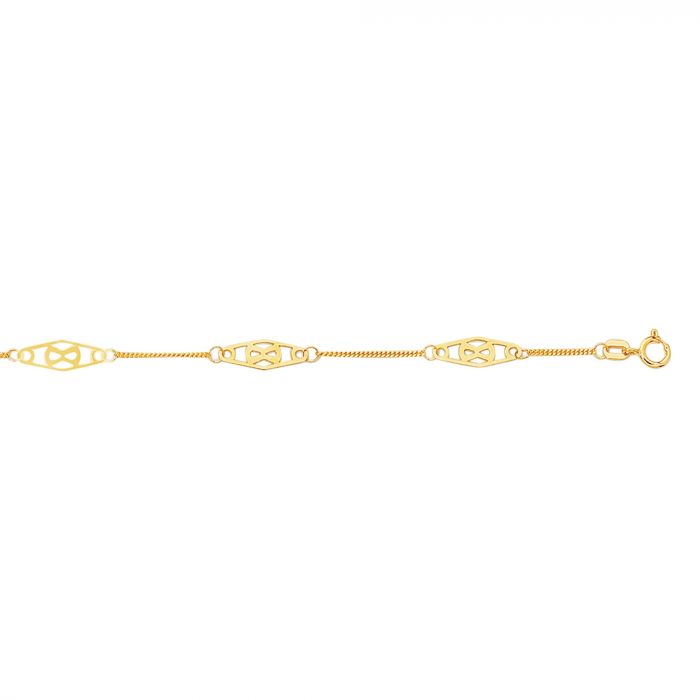 14 Karat Yellow Gold Fancy Link Ankle Bracelet - 10 inch