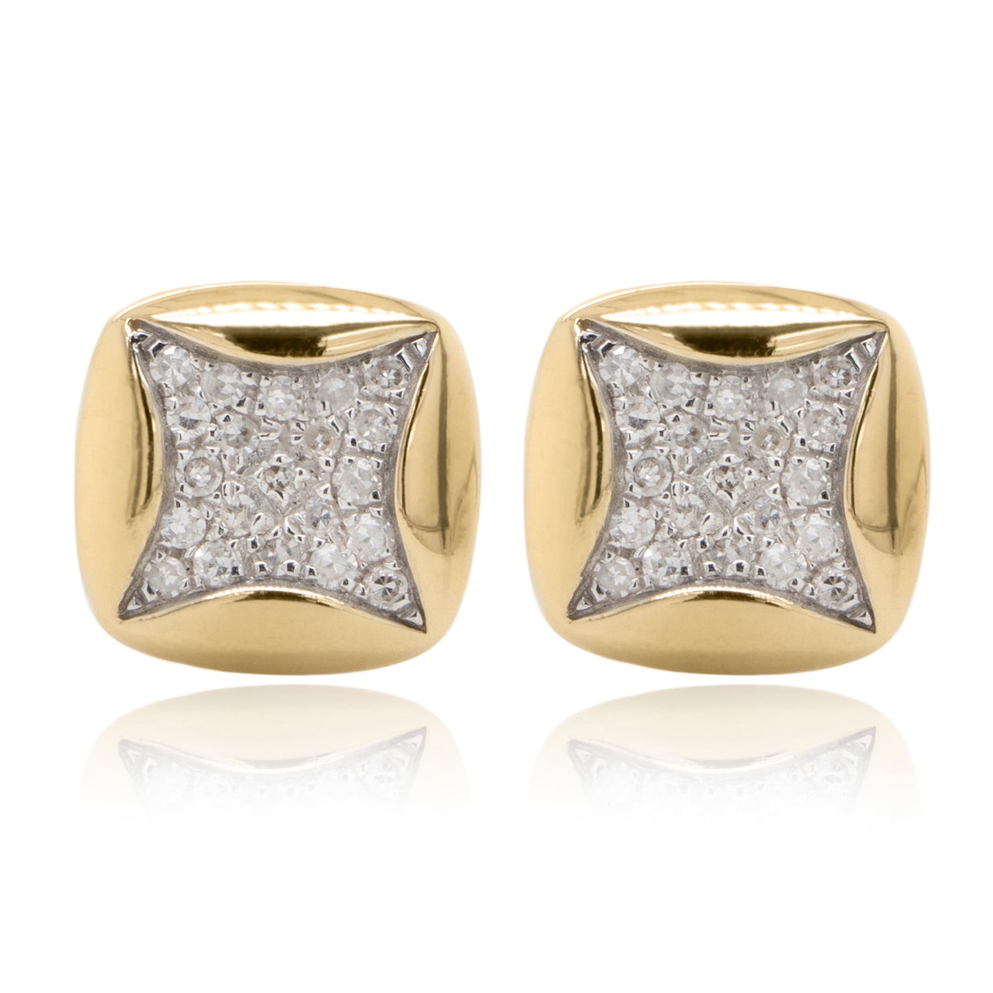 14 Karat Yellow Gold Diamond Stud Earrings