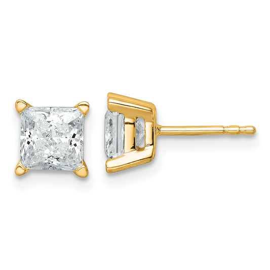 14k 3 carat total weight Princess VS/SI GH Lab Grown Diamond 4 Prong Stud Post Earrings