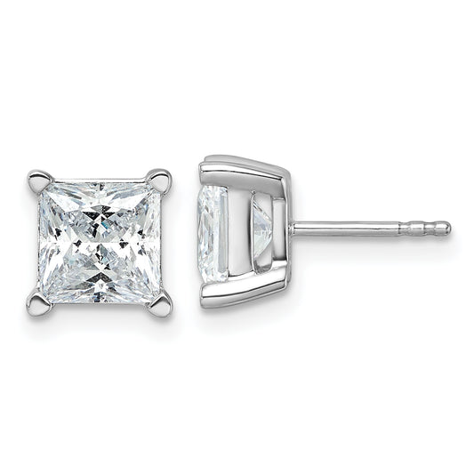 14k White Gold 5 carat total weight Princess VS/SI DEF Lab Grown Diamond 4 Prong Stud Post Earrings