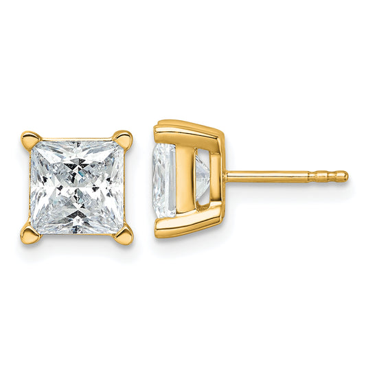 14k 5 carat total weight Princess VS/SI GH Lab Grown Diamond 4 Prong Stud Post Earrings