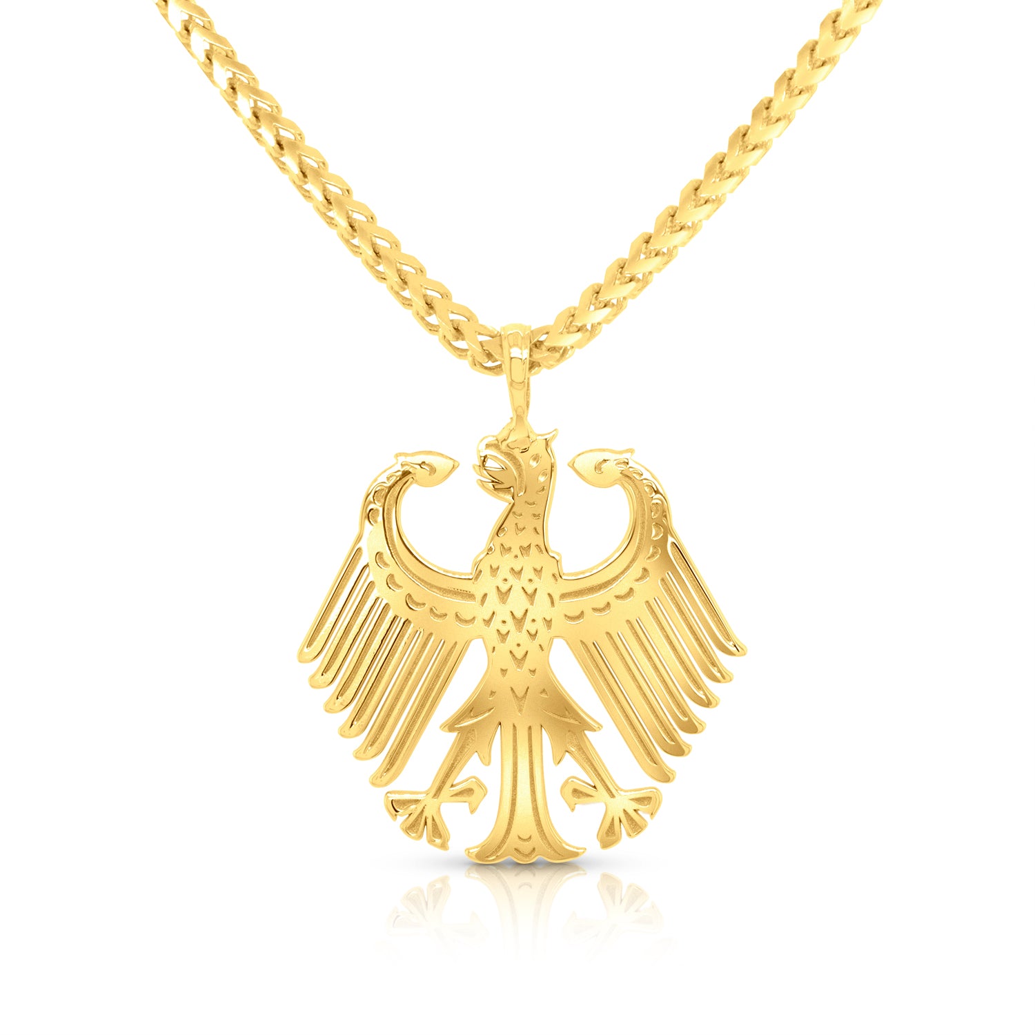 A image showing the final product of the 14 Karat Gold German Eagle Pendant