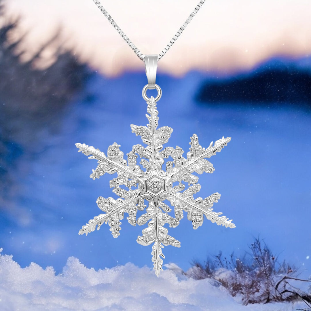 An image showing the final product of the 14 Karat Diamond Snowflake Pendant