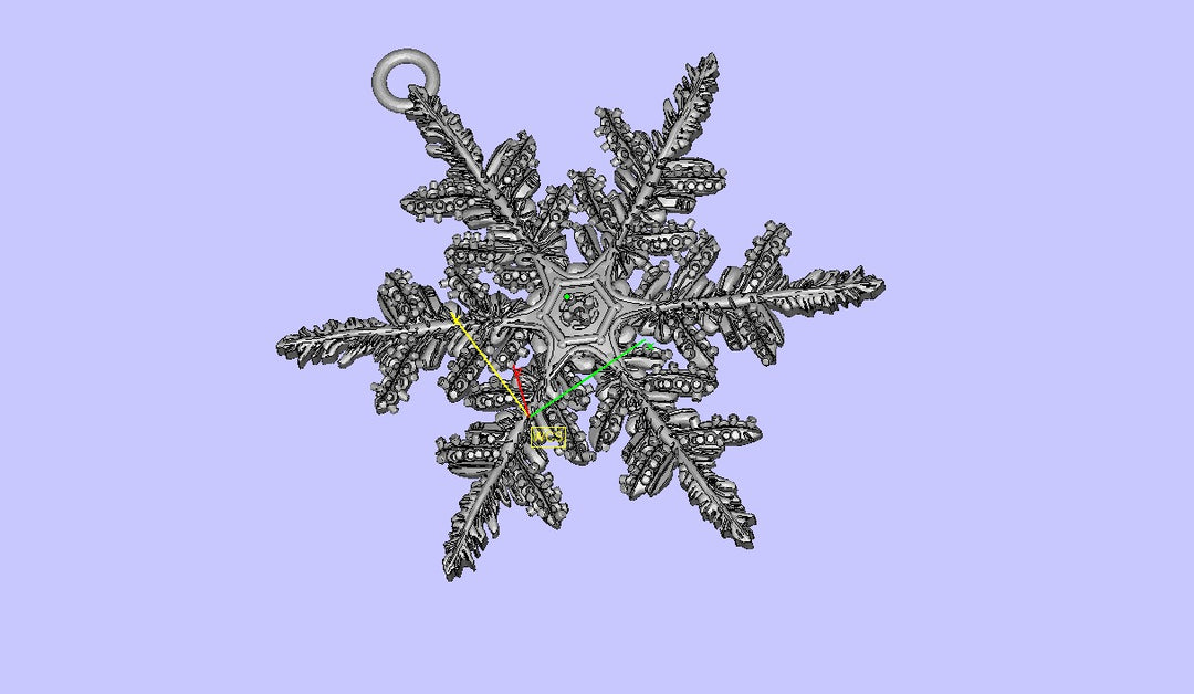 An image showing a digital rendering of the 14 Karat Diamond Snowflake Pendant