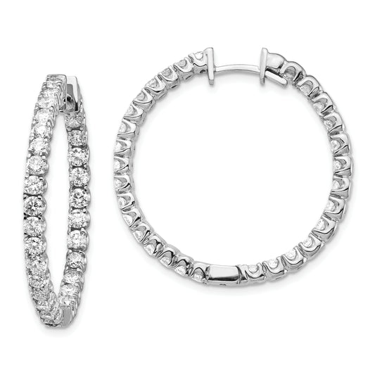 14 Karat White Gold 3ct Diamond 35mm Hinged Hoop Earrings