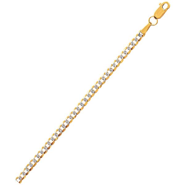 14 Karat 2 Tone Gold 2.6mm Pave Cuban Link Chain - 18 inch