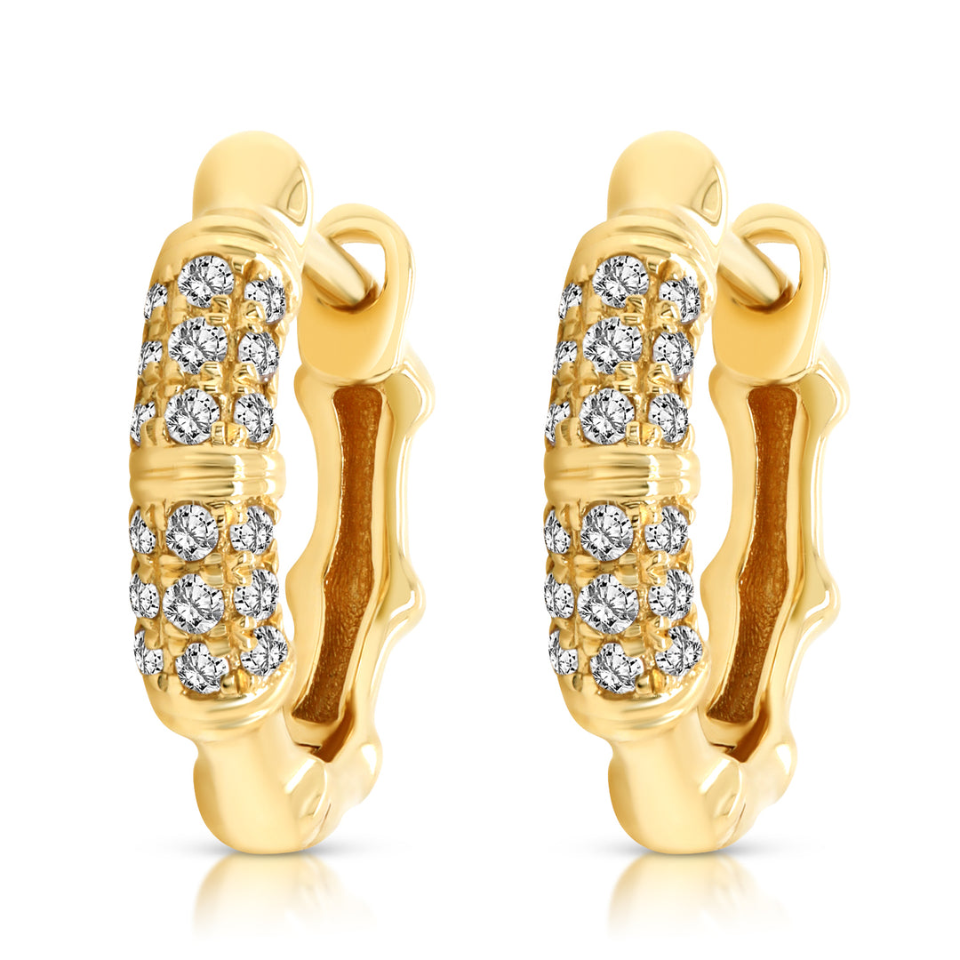 14 Karat Yellow Gold 0.11ct Diamond Huggie Earrings