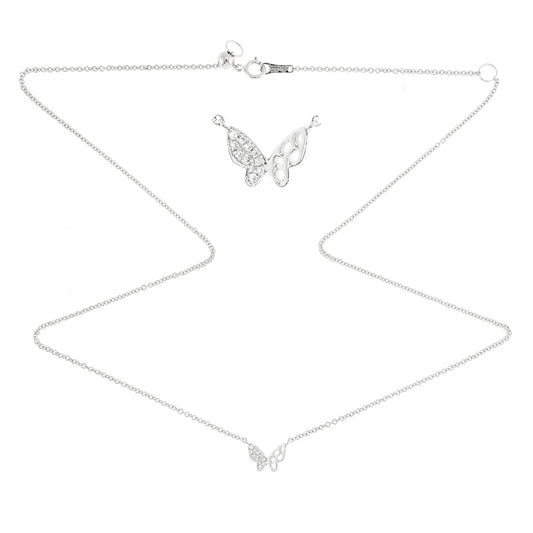 18 Karat White Gold Diamond Butterfly Pendant