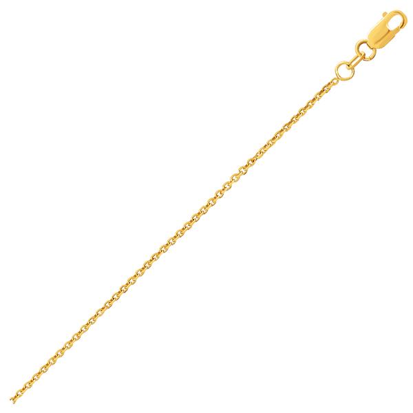14 Karat Yellow Gold Diamond Cut 1.3mm Cable Link Chain - 18 inch