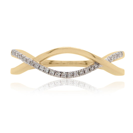 Lady's 14 Karat Yellow Gold 0.08ct Diamond Contemporary Fashion Ring - Size 7