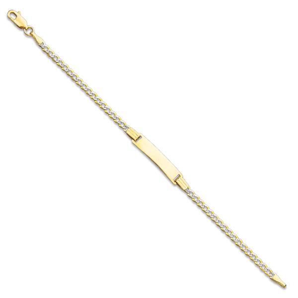 14 Karat Yellow Gold Baby Pave Cuban ID Bracelet