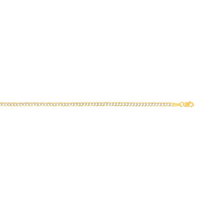 14 Karat Yellow Gold 2.6mm Pave Cuban Link 20 inch Chain
