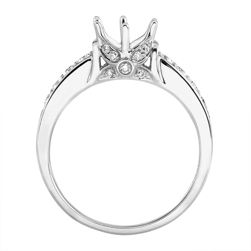 18 Karat White Gold Contemporary Diamond Semi-Mount Ring