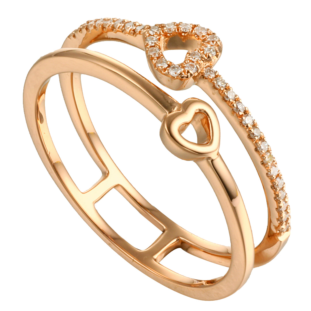 Lady's 18 Karat Rosé Gold 0.11ct Diamond Heart Fashion Ring - Size 7