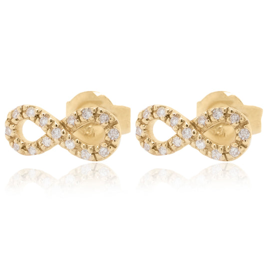 14 Karat Yellow Gold Diamond Infinity Earrings
