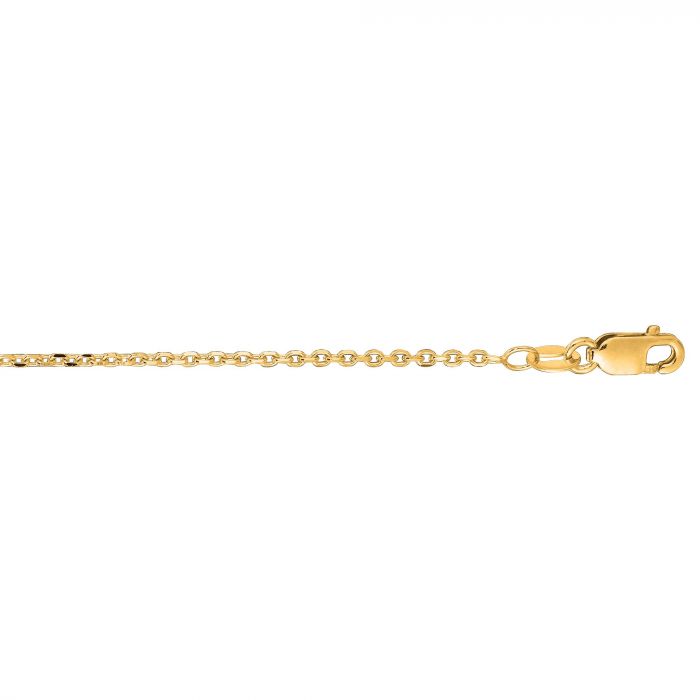 14 Karat Yellow Gold Diamond Cut 1.3mm Cable Link 20 inch Chain