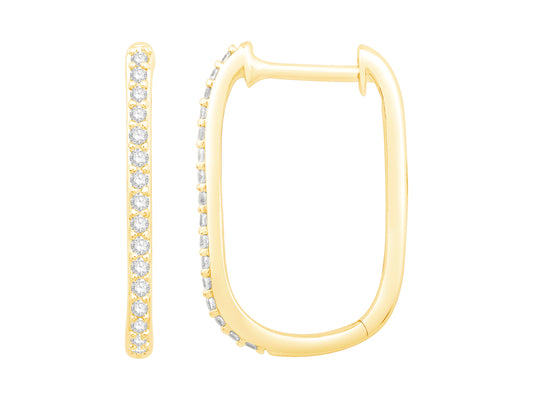 14 Karat Yellow Gold 0.16ct Diamond Small Hoop Earrings