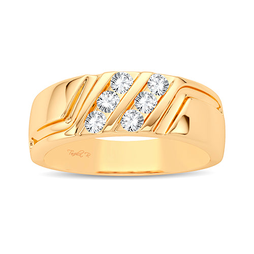 Men's 14 Karat Yellow Gold 0.10ct Diamond Channel Set Wedding Band - Size 10