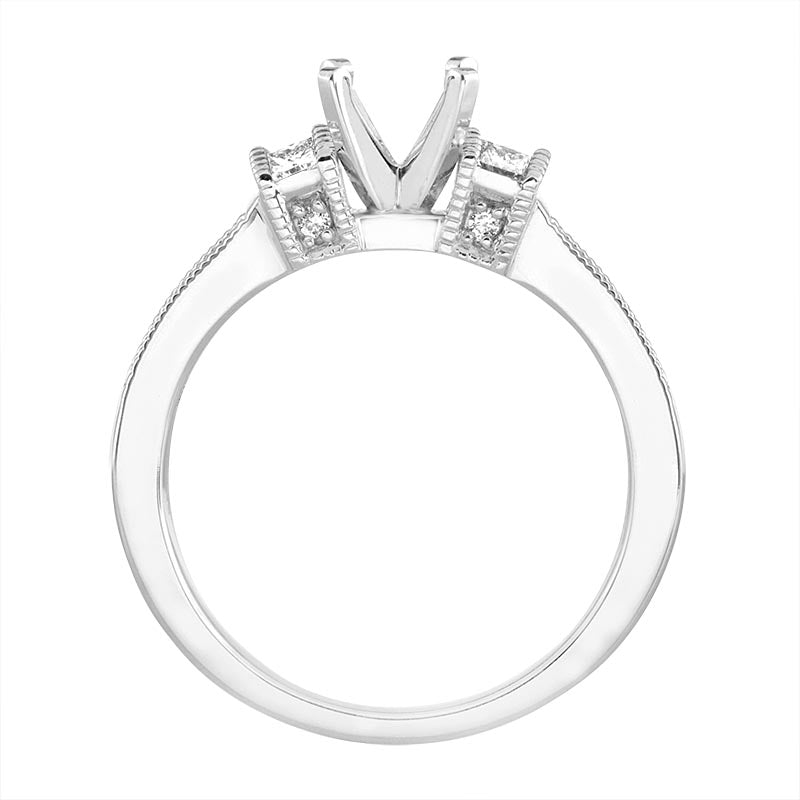 14 Karat White Gold Contemporary Diamond Semi-Mount Ring