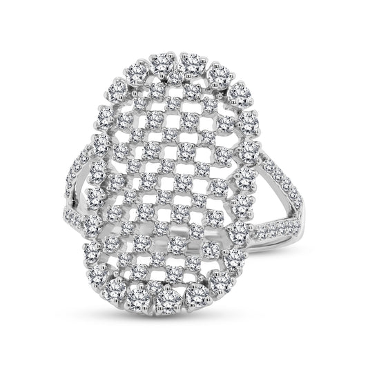 Lady's 14 Karat White Gold Free Form Diamond Fashion Ring