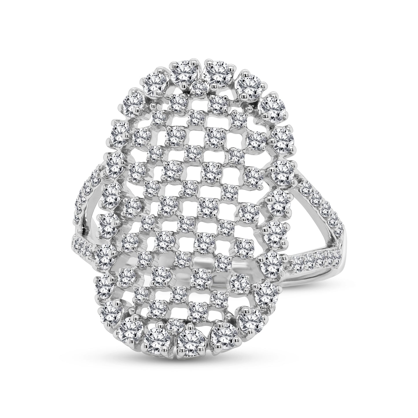 Lady's 14 Karat White Gold Free Form Diamond Fashion Ring
