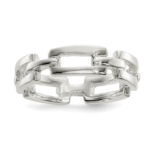 Sterling Silver Fancy Link Ring - Size 7