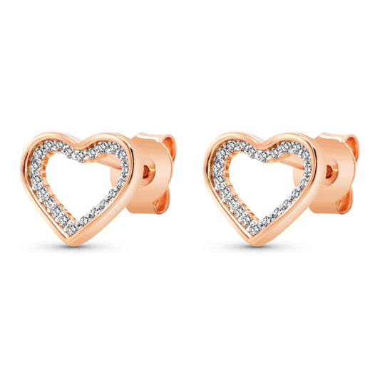 14 Karat Rosé Gold Diamond Heart Earrings