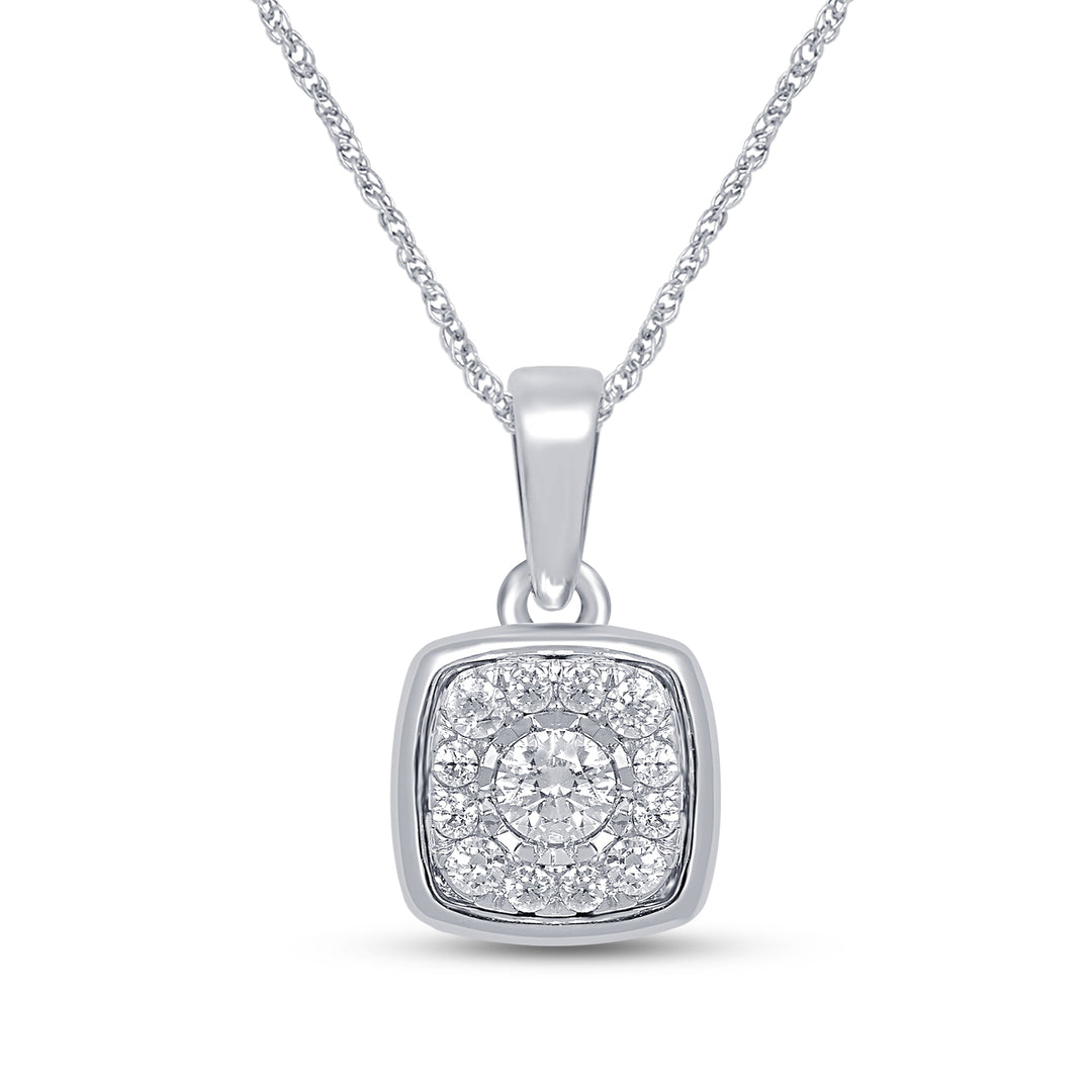 14 Karat White Gold Diamond Cluster Pendant