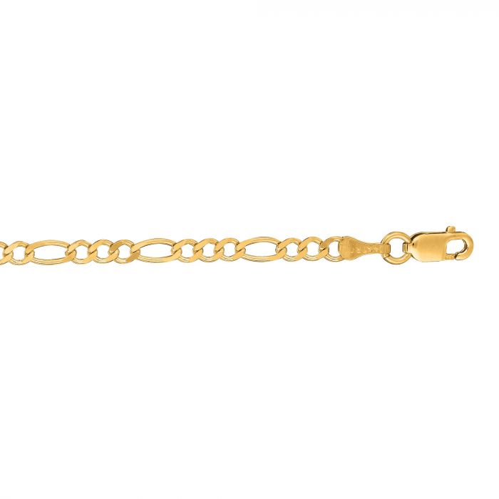 14 Karat Yellow Gold 2.8mm Figaro Ankle Bracelet - 10 inch